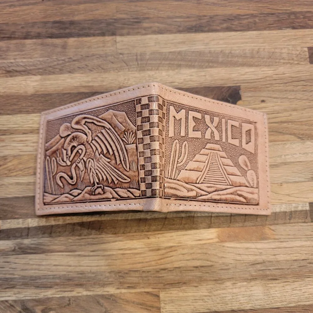 Hand Tooled Leather Bifold Wallet “Mexico” Personalized “Ralph”